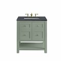 James Martin Vanities Breckenridge 30in Single Vanity, Smokey Celadon w/ 3 CM Charcoal Soapstone Top 330-V30-SC-3CSP